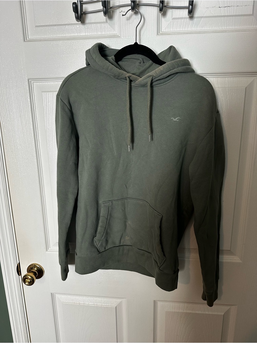 Hollister Olive Green Pullover Hoodie with Kangaroo Pocket